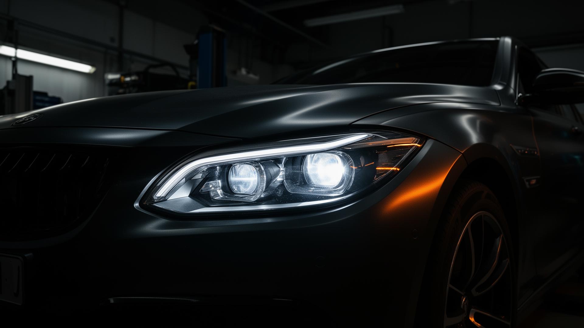 Reflektor LED nowoczesnego auta premium